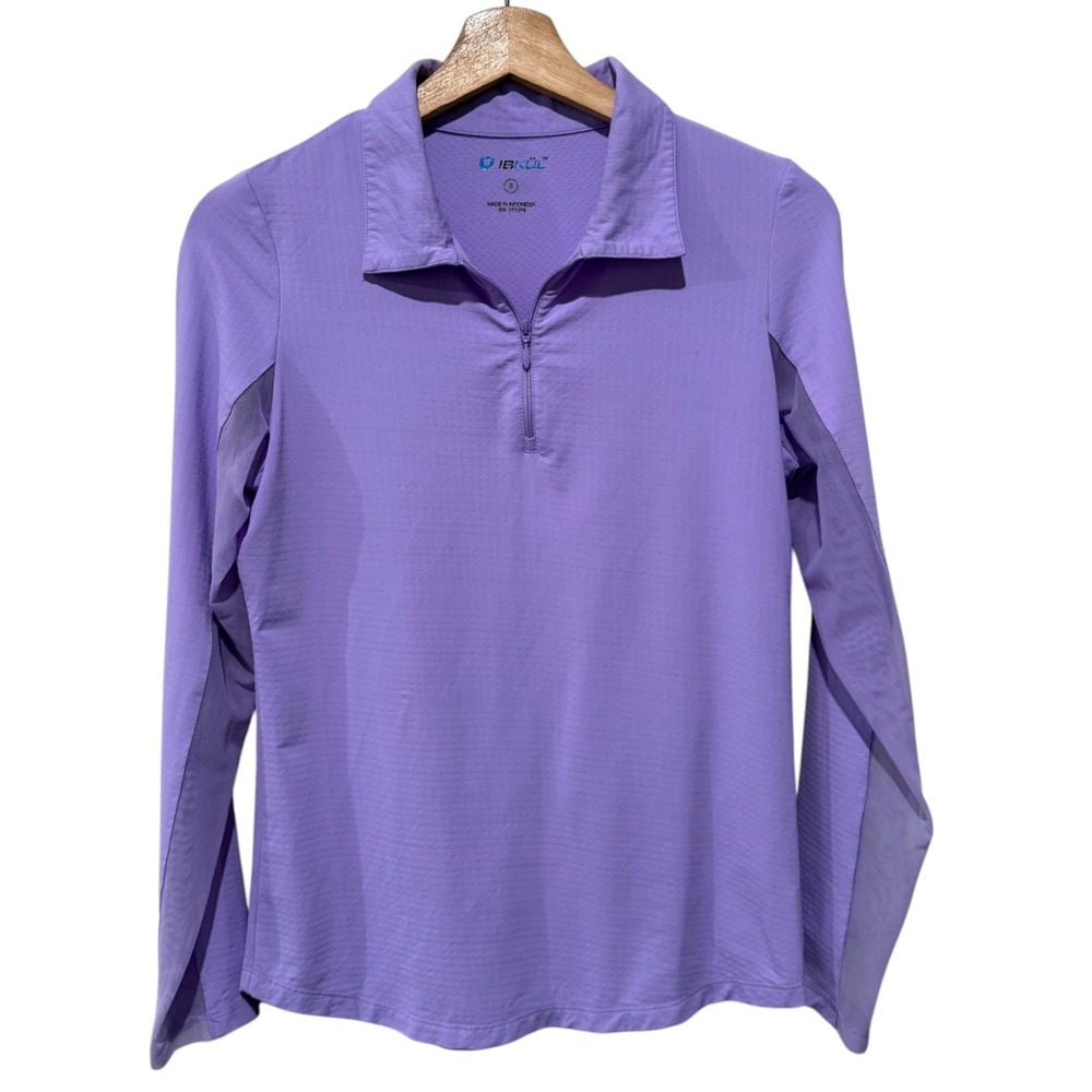 IBKUL Top Women S Long Sleeve 1/4 Zip Mesh Purple UPF Golf Pickleball Athletic